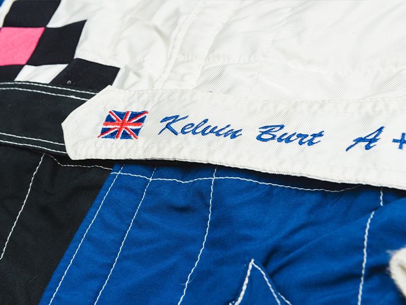 1995 Kelvin Burt Volvo BTCC race suit, boots and gloves