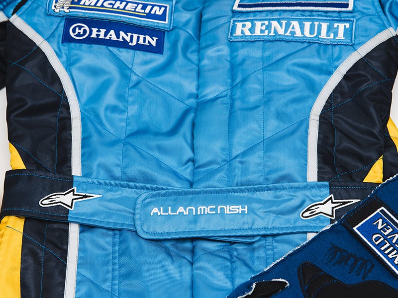 Allan McNish 2003 Signed Renault F1 Overalls & Gloves