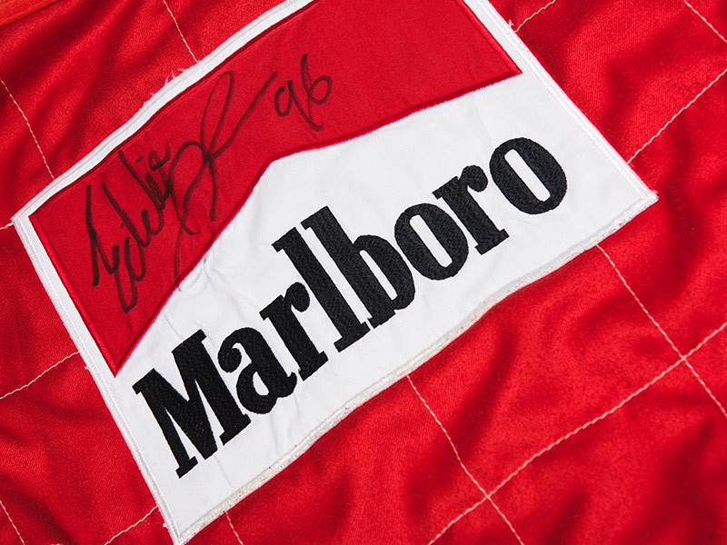 Eddie Irvine race used & signed 1996 Ferrari overalls