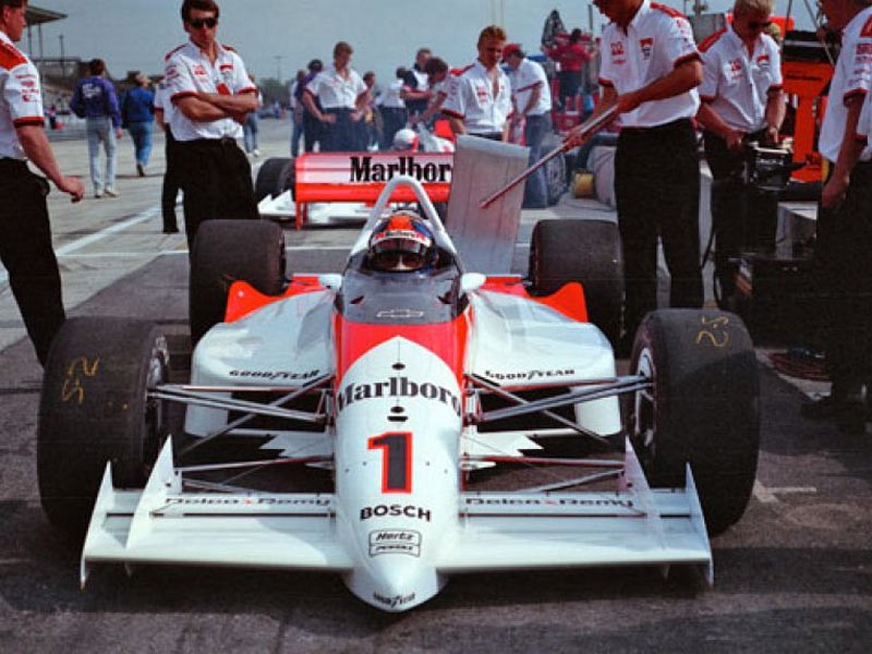 Emerson Fittipaldi driving for Team Penske in 1990