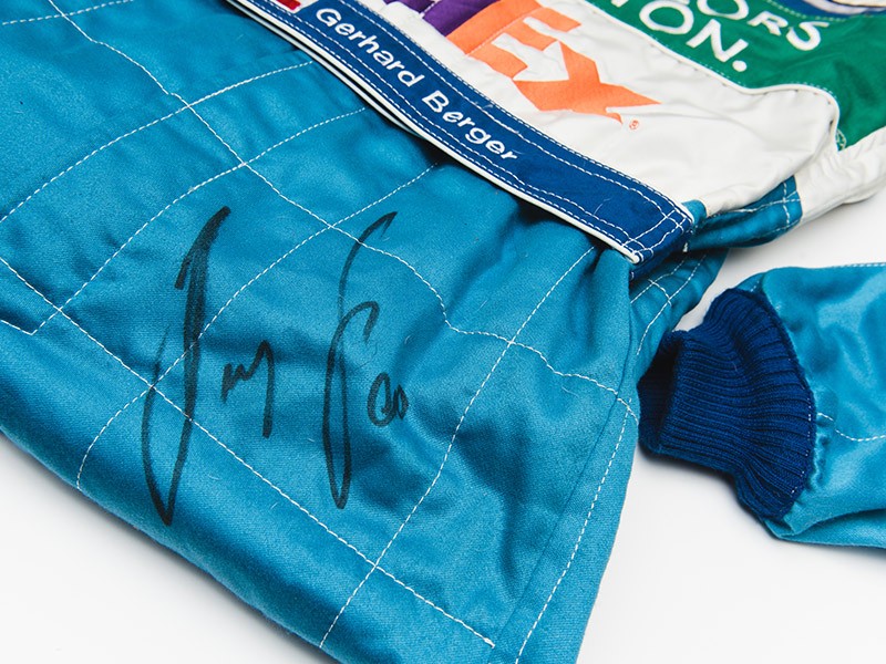 Gerhard Berger Signed 1997 Benetton F1 Overalls