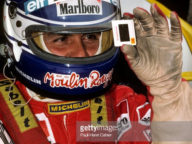 Patrick Tambay racing for Elf Renault in 1984
